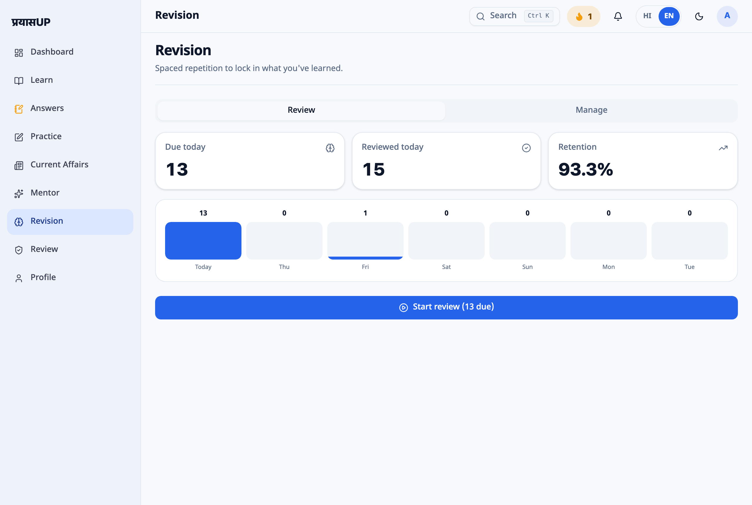 Spaced repetition & analytics